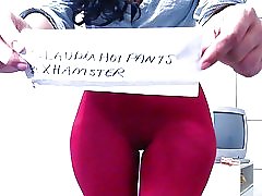 Cameltoe stulpiņi sarkanā claudiahotpants