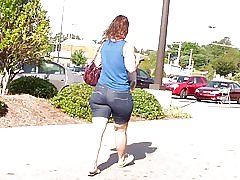 Hot milf ass cieši Žans bikses...